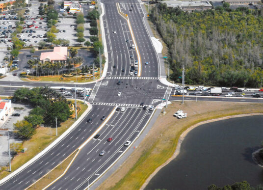 An aerial view of Bruce B. Downs Boulevard
