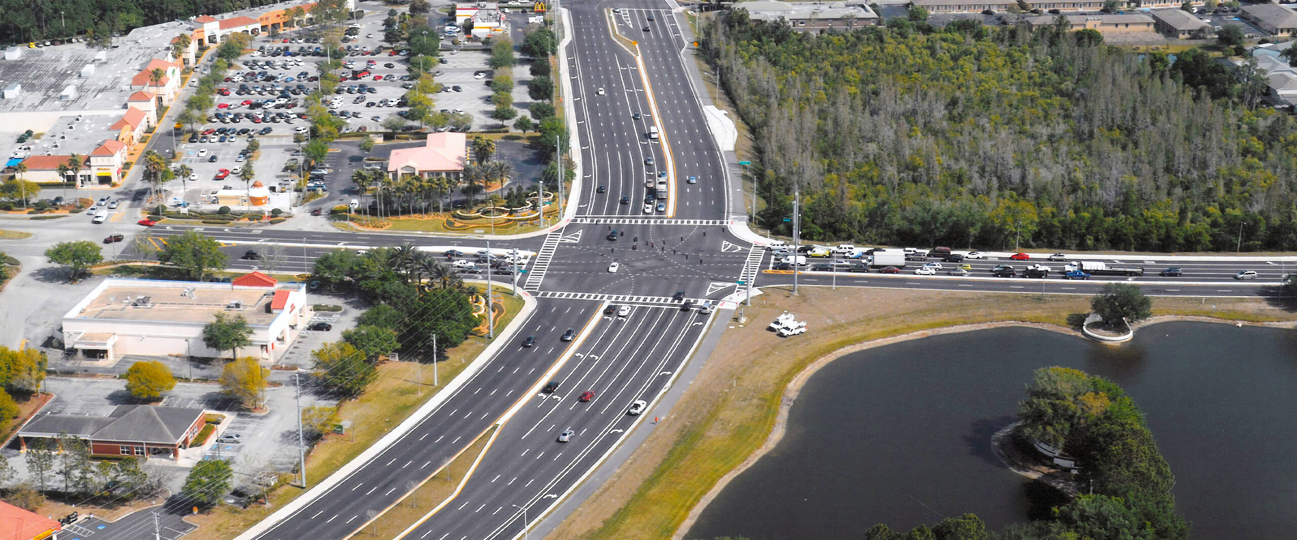 An aerial view of Bruce B. Downs Boulevard