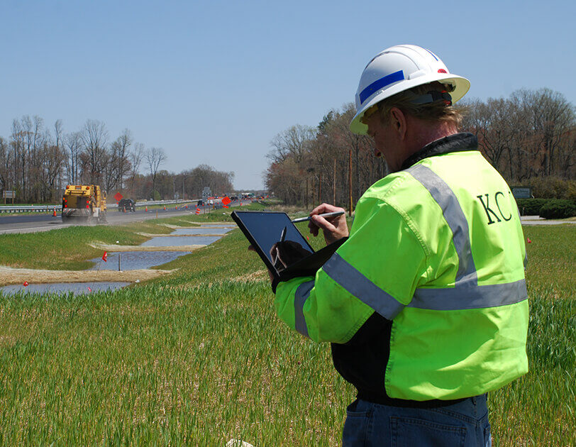 Construction inspection of a roadway