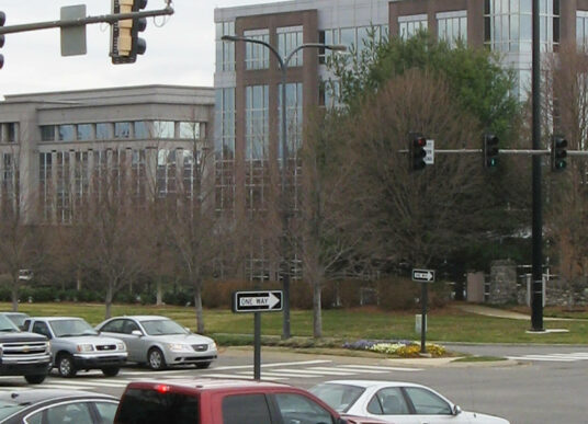 A traffic intersection in Cool Springs