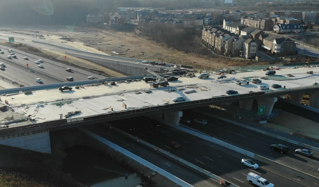 The I-270 at Watkins Mill Road interchange during construction