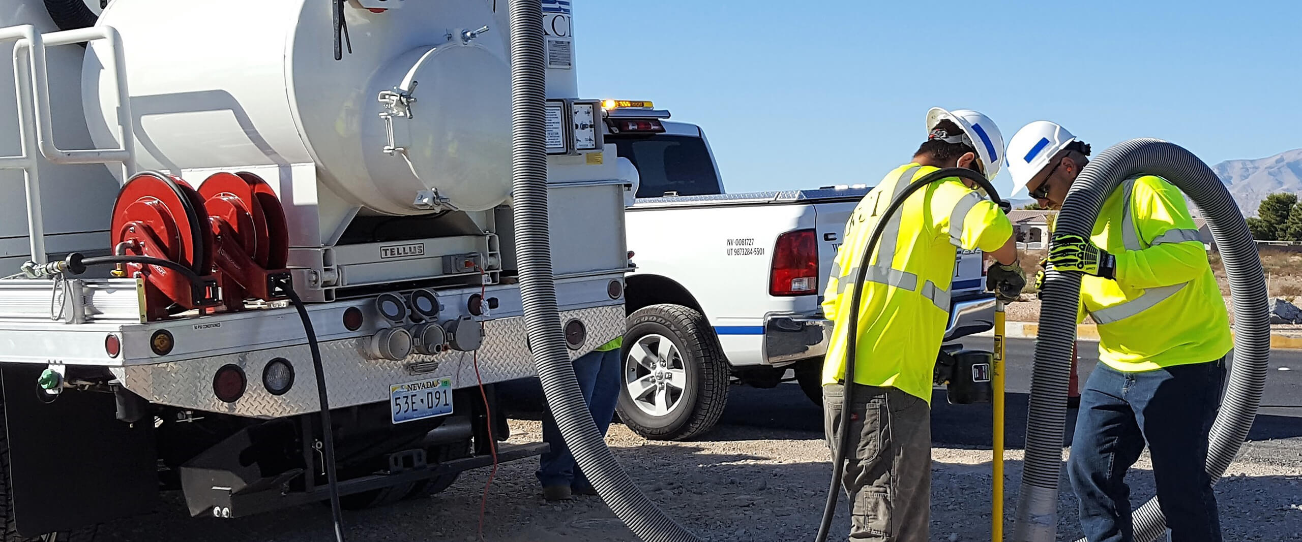 KCI employees perform subsurface utility engineering with a vacuum truck
