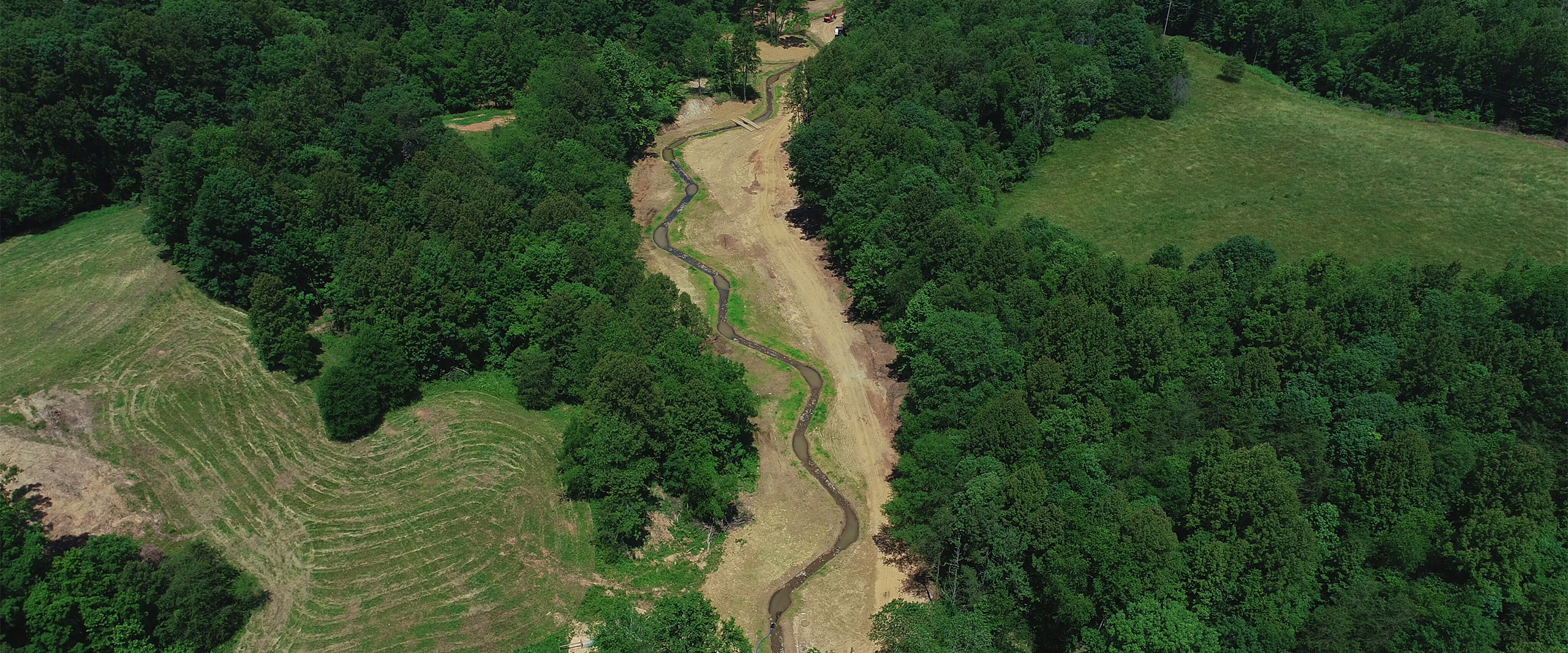 Newly constructed stream channel at Mill Dam Creek in Yadkin County, North Carolina