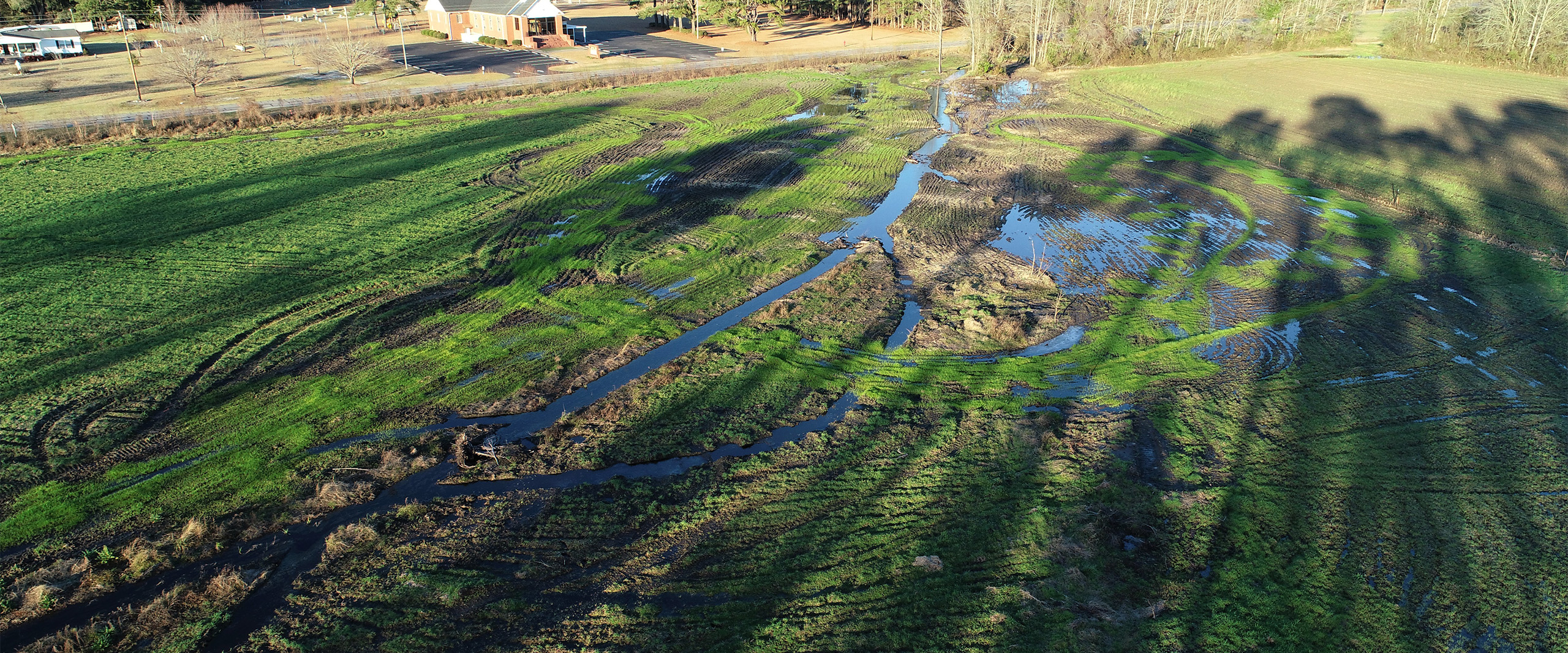 Wetland hydrology reestablished across former agricultural fields at the Rough Horn site in Columbus County, North Carolina