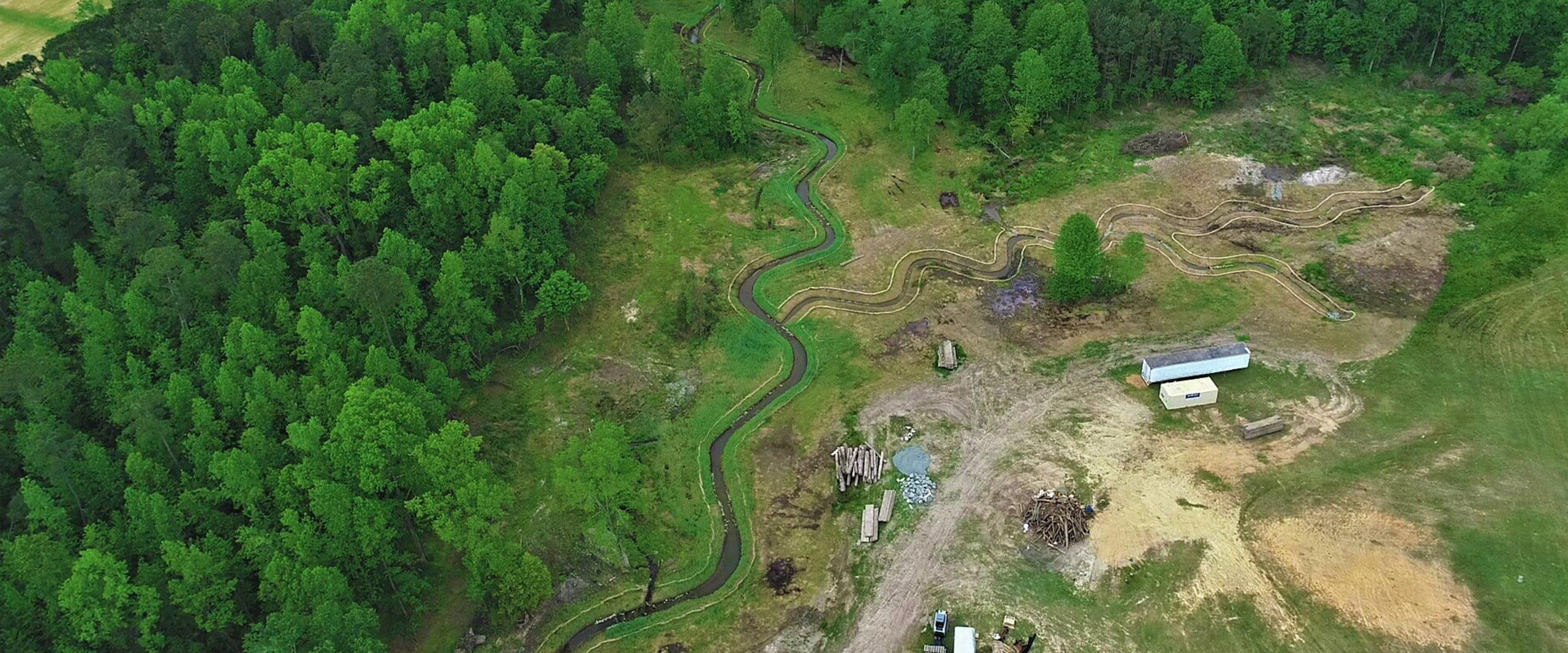 Completed meandering stream channel at the Stony Fork site in Johnston County, North Carolina